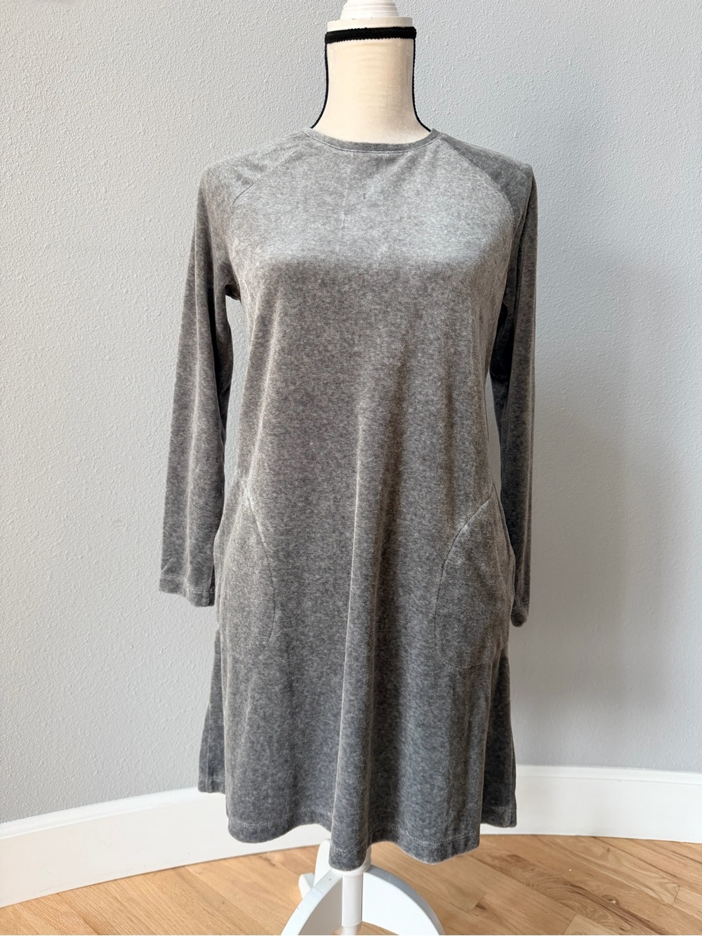 J. Jill Pure Jill Velvet Velour Tunic Dress Gray SP